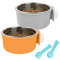Hamiledyi 2-Pack Hanging Dog Bowls with Removable Stainless Steel Feeder - Spill-Proof Crate Bowls for Kennel/Cage, Puppy to Medium Dogs, Cats, Rabbits & Guinea Pigs (Durable Pet Food & Water Dishes) - color: C：Orange + Grey