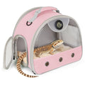 Bearded Dragon Carrier, Reptile Travel Bag with Built-in Thermometer Hygrometer, Breathable Small Animal Carrier with Clear View Window, Portable Guinea Pig Carrier for Gecko, Snake, Hamster - color: Pink