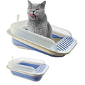 Low Entry Kitten Litter Box Collapsible Shallow Litter Box | Senior Cats Anti-Splashing Kitty Training Open Potty Pan Scoop Leak-proof pedal Cat Toilet No Smell Easy Clean - color: Blue, size: Large
