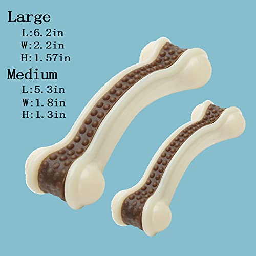 Dog Chew Toys for Aggressive Chewers Large Breed,2 Pack Beef Flavor Indestructible Dog Teething Chew Toys Bones for Large/Medium/Small Puppies,Pet Toy with Nylon - size: 2 PCS-Beef Flavor