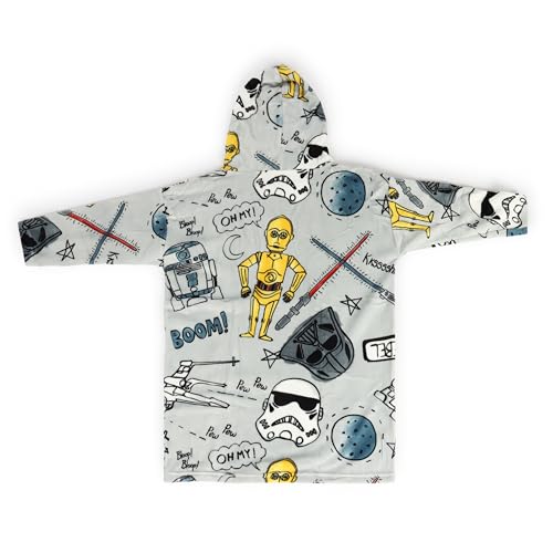 Jay Franco Wearable Throw Blanket – Kids Oversized Plush Hooded Blanket with Pocket, Ultra Soft Cozy Fleece Throw for Lounging, Travel, Gray - Star Wars, 24x32 - Kid - color: Gray - Star Wars, size: Kid