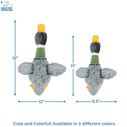 Best Pet Supplies Interactive Squeaky Dog Chew Toy, Ideal Dog Toys for Chewers, Small, Medium & Large Dogs, and Fetch Lovers - Mallard Duck Wing (Gray), Small - color: Mallard Duck Wing (Gray), size: Small