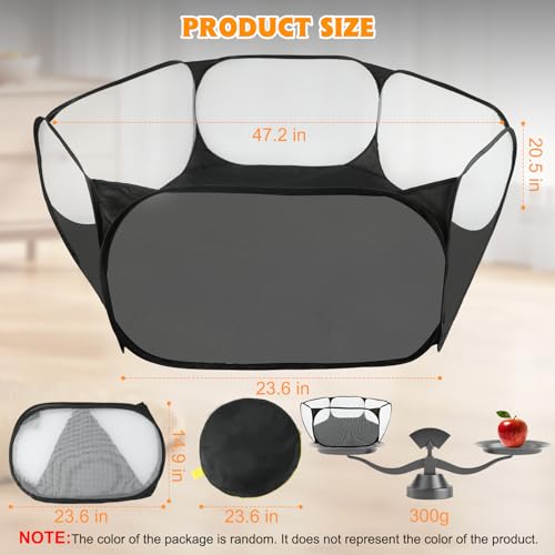 Rypet Guinea Pig Playpen Pop-Up, Outdoor Yard Fence for Small Pets,Black | Breathable 360° Mesh View, Pops Open Fast, 47 x 15 in Play Space, Folds Flat for Travel, Rabbits Hamsters Hedgehogs - color: Black, style: Open Top Playpen