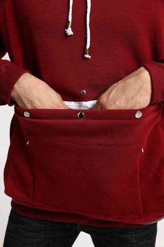 Pet Cat Dog Pouch Hoodie Small Animal Carrier – Kitten Puppy Pouch Sweatshirt Holder Fleece Unisex Hoodies Burgundy - color: Burgundy, size: XX-Large
