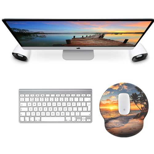 Mouse Pad with Wrist Rest, Comfortable Computer Mousepad with Gel Wrist Support Smooth Surface and Non-Slip PU Base for Pain Relief, Laptop, Office & Home (Sunset) - color: Sunset
