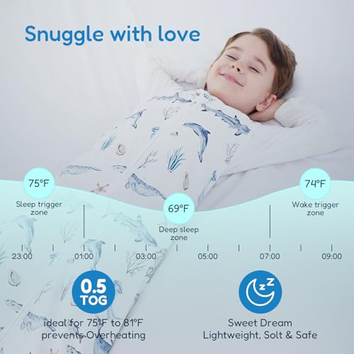 TotAha Toddler Sleep Sack 2T-3T-4T, Premium Light Wearable Blanket Baby Sleeping Bag with 2-Way Safe Zippers For Girl Boy - color: Whale Wonders, size: 2T-4T