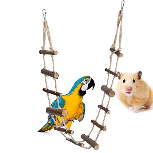 39.4in Rope Ladder Bird Ladder Wooden Bird Bridge Hamster Bridge | Rope Ladder for Small Pets Hamsters Mice Gerbils Parrots and Chinchillas