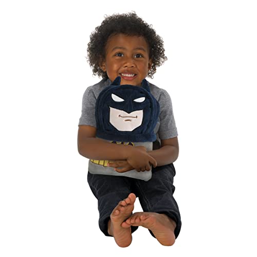 NoJo Warner Brothers Batman The Caped Crusader Navy, Gray and Yellow Batman Character Shaped Blanket - color: Batman the Caped Crusader