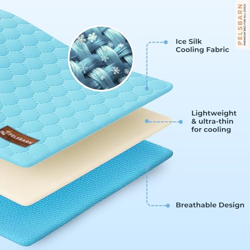 Dog Cooling Mat, Ice Silk Self-Cooling Pad, Light Blue, XL - color: Light Blue, size: X-Large