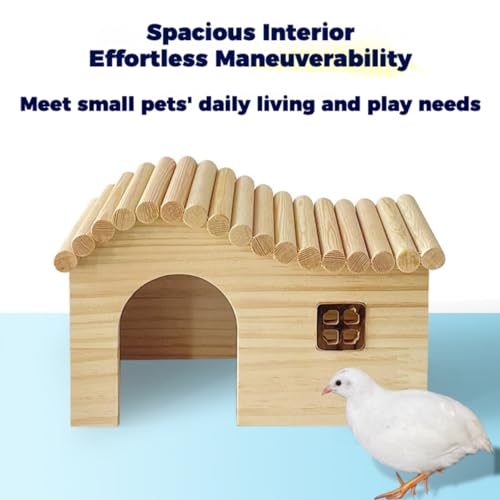 Guinea Pig Wood Hideout Hut with Window Small Animal Wooden House for Chinchilla Squirrel Hedgehog Fancy Rat Hamster (Large) - size: Large