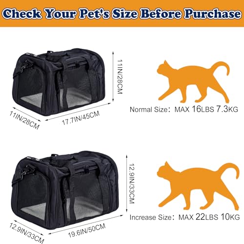 Soft-Sided Cat/Dog Carrier, Car Travel Pet Carrier Up to 16LB with Backpack Straps & Removable Washable Pad, Collapsible Mesh Puppy Carry Bag for Small Animals, Black - color: Black