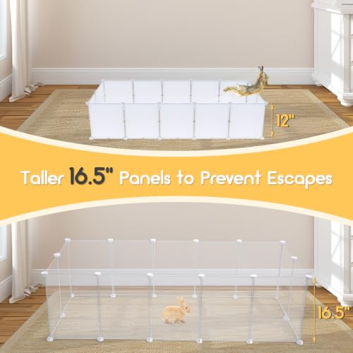 Modular Small Pet Playpen, 14 Panels, 16.5" Height Indoor Enclosure for Rabbits, Guinea Pigs, Hedgehogs, Kittens and Small Pets - style: 14 Panels - 12"L x 16.5"H
