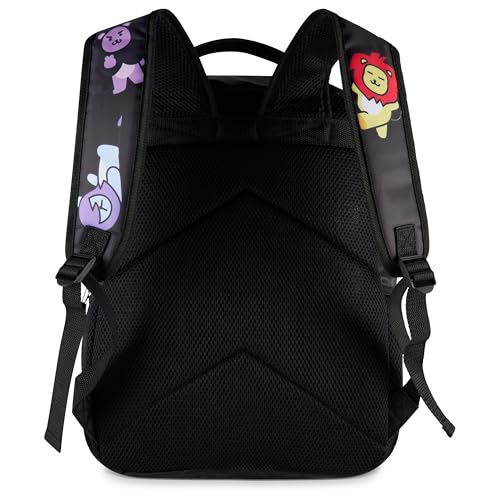 AI ACCESSORY INNOVATIONS K-Pop Demon Hunters Chibi Saja Boys 16” Backpack for Girls, Featuring Jinu, Abby, Mystery, Romance, & Baby, Saja Rubber Molded Bag Charm, Saja Boys - style: Saja Boys