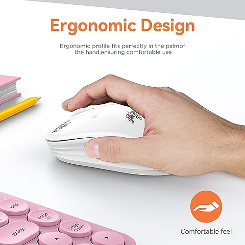 FMOUSE Cute Cartoon Silent Wireless Mouse, Dual Mode Bluetooth & USB 2.4G | Rabbit & Girl Pattern, Ideal for Kids Students & Office Use | AA Battery Powered | Compatible with Laptop Mac iPad Tablet PC - color: Rabbit & Girl