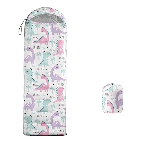 Galaxy Wolf Camping Sleeping Bags Warm & Cool Weather Waterproof Backpacking Blue Purple Starry Sky Sleeping Bag All Seasons Camping, for Adult Kids Boy Girls Camping Gear Equipment, Traveling - color: I-Dinosaur2