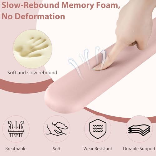 Mouse Pad and Keyboard Wrist Rest, 3-in-1 Gel Memory Foam Ergonomic Mouse Pad with Wrist Rest Set, Gaming Mousepad Arm Cushion Support for Computer Office Desk Accessories Cute Setup, Pink - color: Pink