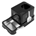 RIZZARI Stainless Steel Cat Litter: Covered, Top-Front Entry, Easy Clean | High Splash Sides / Leak-Proof Seal / Non-Stick Coating / Odor Control / Sifting Drawer / Garage-Bathroom Fit - color: Deep Black