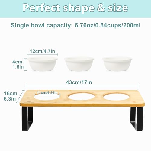 Sunhoo 3 PCS Replacement Ceramic Cat Bowls Pet Dish Microwave and Dishwasher Compatible - Outer Diameter(4.7in/12cm)