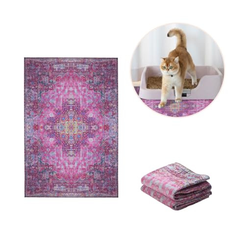Lovewag Cat Litter Mat, Litter Box Mat, Mystic Fuchsia, 16x24, 2 Pack | Washable litter mat cover, kitty litter mat & cat mat for litter box, litter trapping mat, prevents tracking, multi-cat - color: Mystic Fuchsia, size: 16x24 inches (Pack of 2)