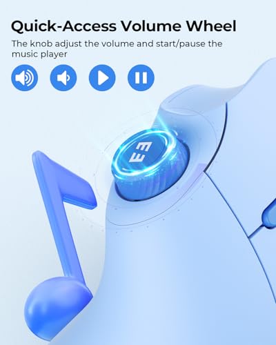 seenda MOU-302 Wireless Bluetooth Ergonomic Vertical Mouse with Volume Knob | Rechargeable 3-device mice for small/medium hands with quiet clicks, 1000/1600/2400 DPI for PC, laptop, MacBook, Light Blue - color: Light Blue