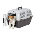 Skudo by MidWest 24-Inch Travel Carrier, Gray, Fits Pets up to 25 lbs | Hard-Sided Pet Carrier, Travel Crate with Handle, Ventilated Design, Locking Tabs, Easy Assembly