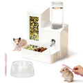 3-in-1 Hamster Feeder, 125ml Water Bottle & Feeding Bowl, White | 3-in-1 Multifunctional Small Animal Dispenser, Stable Feeding Set, Ideal for Hamsters, Mice, Rats, Gerbils & Small Rodents