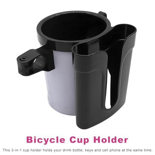 Bike Cup Holder, Motorbike Handlebar Drink Bottle Cage with Cell Phone & Key Holders, Universal Water Bottle Cage Beverage Holder for Most Motorcycles Scooters Bikes (Black & Gray) - color: Black & Gray
