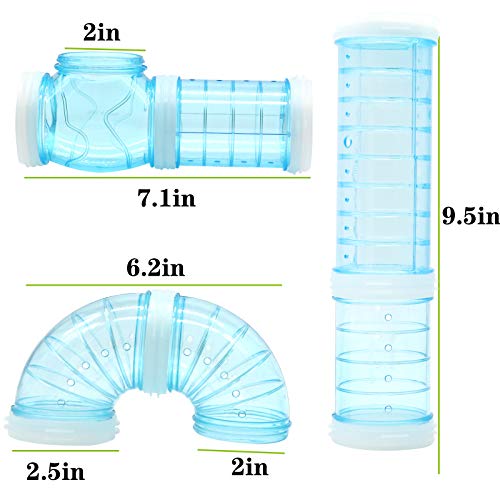 8 Pack Transparent Curved Pipe Pet Cage Tunnel Set - DIY Creative Connection Tunnel External Sports Tube for Mouse, Hamster, Rat and Other Small Animals - color: Blue