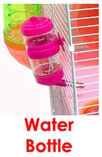 Pink Large Twin Tower Habitat Hamster Home Rodent Gerbil Mouse Mice Rat Wire Animal Cage Long Crossover Tube Expandable and Customizable with Hide House Running Wheel Food Bowl Water Bottle Deep Base - color: Pink, size: 31.0"L x 14.5"W x 33.0"H