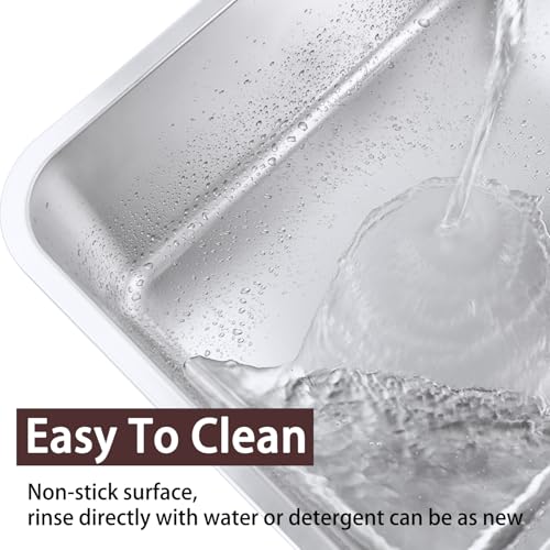 Small Stainless Steel Litter Box for Kittens Rabbits, 15.5"×11.6"×4" | Metal, Rust-Proof, Non Stick, No Smell, Easy to Clean - size: Small: 15.6"L x 11.6"W x 4"H