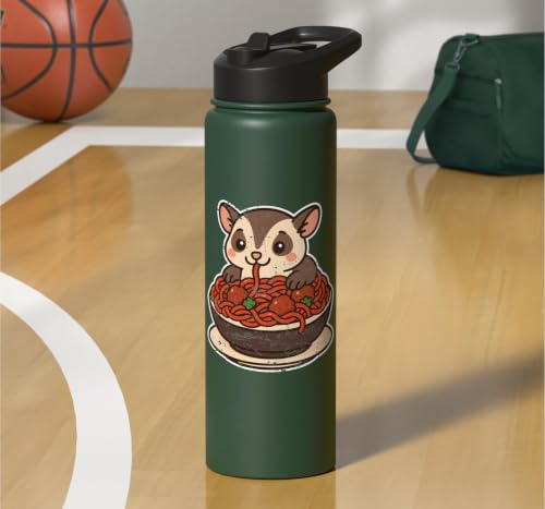 Cute Sugar Glider Spaghetti Pasta Stainless Steel Insulated Water Bottle - color: Dark Green