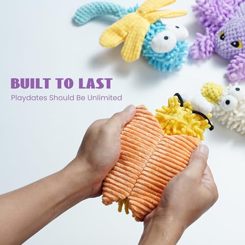 Nocciola Plush Squeaky Dog Toys, Cute Durable Stuffed Crinkle Puppy Pet Chew Toys for Large Medium Small Dogs - Spider - style: Spider