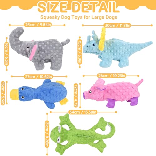LECHONG No Stuffing Dog Toys for Aggressive Chewers, Squeaky Dog Toys for Large Medium and Small Dogs, Puppy Dog Chew Toys to Keep Them Busy Pack of 5 - size: 5pcs unstuffed dog toys
