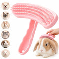 Large Silicone Grooming Brush for Rabbits, Cats & Small Dogs | Rabbit, Cat & Dog Fit | Soft Low-Stimulation Brush | Curved Pet Fit | Daily Bonding | Rinse-Clean Head - color: Pink, size: Large