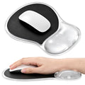 EooCoo Ergonomic Waterproof Mouse Pad with Gel Wrist Rest Support | Middle Concave Design for Natural Wrist Alignment, Non-Slip Base Mousepad, Carpal Tunnel Relief, Office Desk Accessories - color: Transparent Black