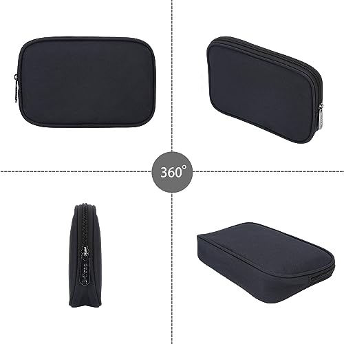 E-Tree Travel Tech Organizer Bag (8.66" x 5.51") – Canvas Electronics Accessories Case for Mouse, USB-C Charger, Cables, Power Bank, SSD, Dongle, Hub & Earphone | Toiletry & Cosmetics Pouch | Black