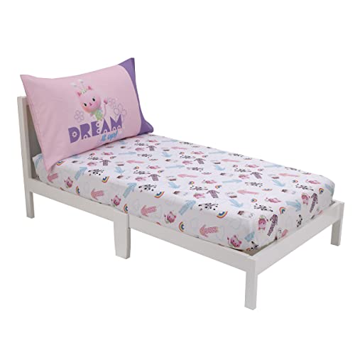 DreamWorks Gabby's Dollhouse Dream It Up Pink and Purple Kitty Fairy 2 Piece Toddler Sheet Set - Fitted Bottom Sheet and Reversible Pillowcase - color: Gabby's Dollhouse Dream It Up