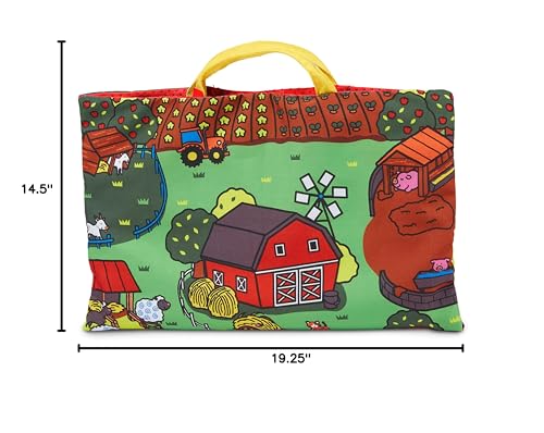 Melissa & Doug Take-Along Farm Baby and Toddler Play Mat (19.25 x 14.5 inches) With 9 Animals - Folds To Be Convenient Storage Bag for Travel
