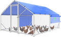 Sino Luban Large Metal Chicken Coop Run with Galvanized Hardware Cloth for 20 Chickens/Ducks, Chicken Runs for Yard with Waterproof Cover, Chicken Enclosure Pen Outdoor, Walk-in Poultry Cage