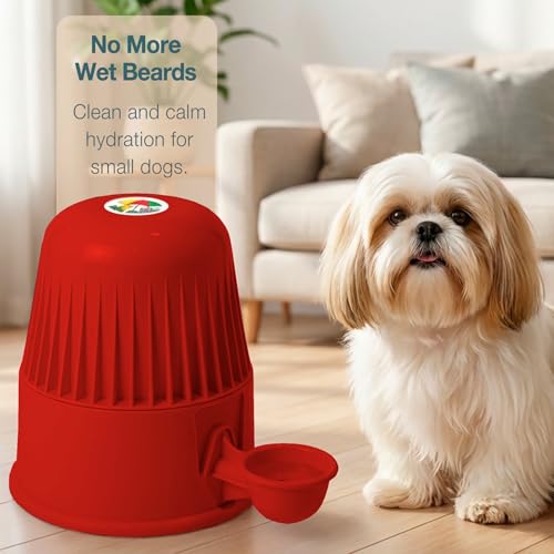 Pet Water Dispenser for Dogs and Cats, 67.6 oz – Gravity-Fed Water Bowl for Clean Drinking, Prevents Wet Fur, BPA-Free Polypropylene, Vida Mansa (Opaque Red) - color: Opaque Red