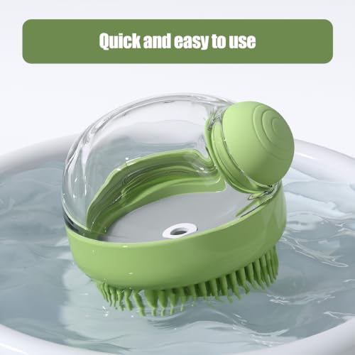5PC pet grooming bath brush set - silicone massage brush with shampoo dispenser - suitable for dogs and cats for bathing, removing loose hair, and oral cleaning (Verdant) - color: Verdant