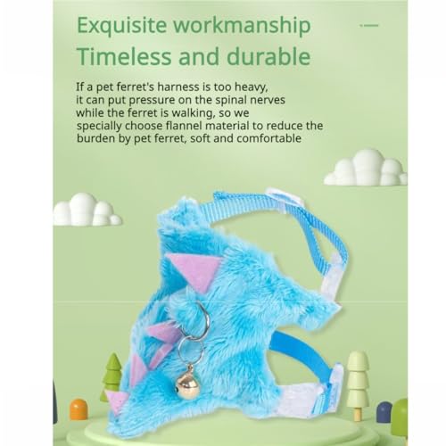 Ferret Harness and Leash Set Small Animals Vest Harness with Safe Bell Dinosaur Shaped Walking Clothes for Baby Rabbit Guinea Pig Teacup Chihuahua Mouse and Other Small Pet (Blue) - color: Blue