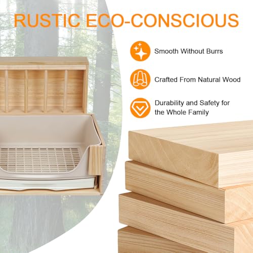 3-in-1 Rabbit Hay Feeder with Covered Hay Rack & Litter Box Drawer(Style 3) | rabbit feeder set with covered hay storage and pull-out litter drawer. Reduces hay mess and keeps small pets' areas clean
