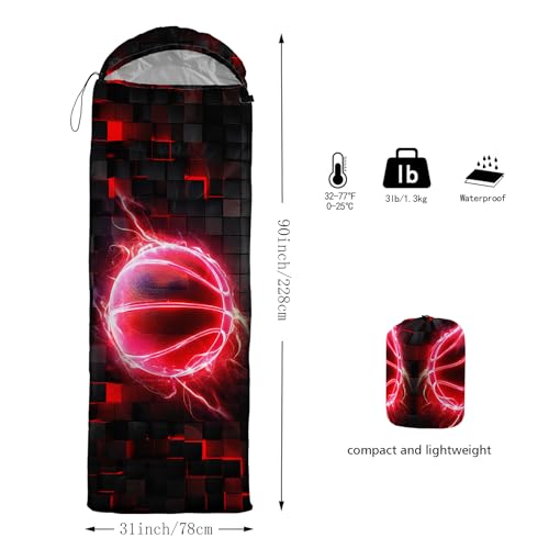 HOSIMA Dear Hunting Pattern Cold Weather Sleeping Bags for Kids Adults. | Black Light Weight Waterproof Sleeping Bags for Outdoors Hiking - color: Red-black