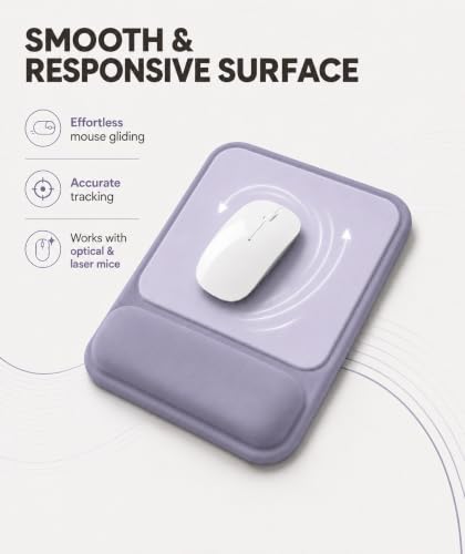 Ergonomic Mouse Pad with Wrist Rest, Gel Mousepad with Soft Wrist Support, Non-Slip PU Base, Smooth Surface Mouse Pad for Wrist Pain Relief, Computer Laptop Office Home & Gaming (Purple) - color: Purple