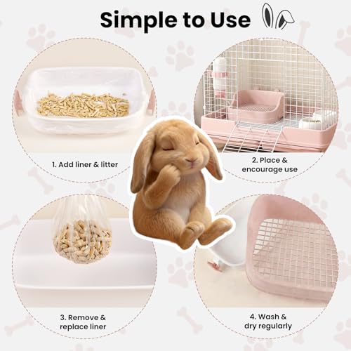 Large Rabbit Litter Box, Bunny Litter Box, Removable Top and Base, Pink | Removable Top and Bottom, Easy to Assemble and Clean, Suitable for Adult Rabbits, Guinea Pigs and Other Small Pets - color: Pink, size: 17.8" × 11.8" × 7.5"