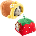 Avont 2 Pack Guinea Pig Tunnel & Hideout, Small Animal Bed | Soft Washable Fleece Hideout for Guinea Pigs, Chinchillas & Hamsters - Fruit or Animal Shape