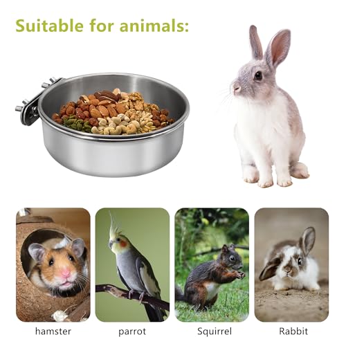 Stainless Steel Bird Feeding Dish Cups, 4 Pack, Medium | Clamp Holder, For Parrot Cockatiel Parakeet Macaw Finches Lovebirds, Cage Water Feeder - color: 4 Pack, size: Medium