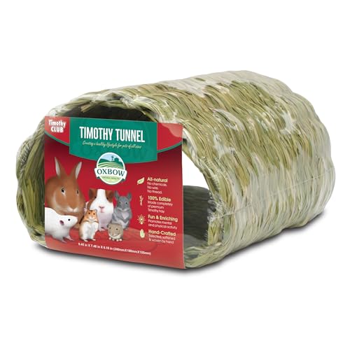 Oxbow Timothy Hay Tunnel, Guinea Pig Hideout, Rabbit & Bunny Tunnel, Edible | Guinea Pig Tunnel, Timothy Club, Timothy Hay, Rabbit Tunnel, Edible, Hand-Woven, Guinea Pig Enrichment, Rabbit Enrichment - color: Green, size: 9.45x7.48x6.10 Inch (Pack of 1)