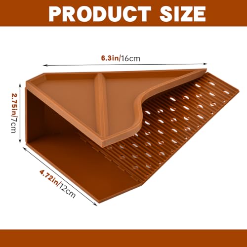 Hermit Crab Cave Habitat with Climbing Tunnel, 2-in-1 Cave Shelter & Feeding Dish, Textured Climbing Ramp & Viewing Window, Reptile Tank Accessories for Turtles, Lizards(Brown)